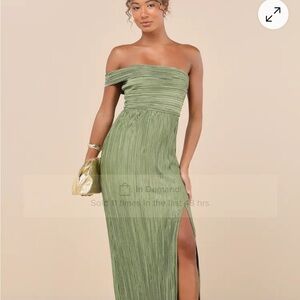 Lulu's One Shoulder Olive Dress